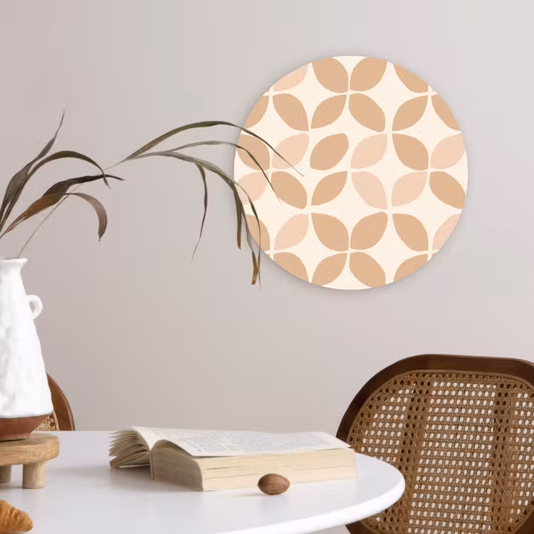 Muurcirkel glas - Beige - Bladeren - Minimalistisch - Patroon — 4