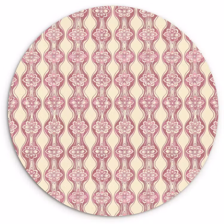 Muurcirkel glas - Paarsroze - Bloemen - Retro - Patroon — 1