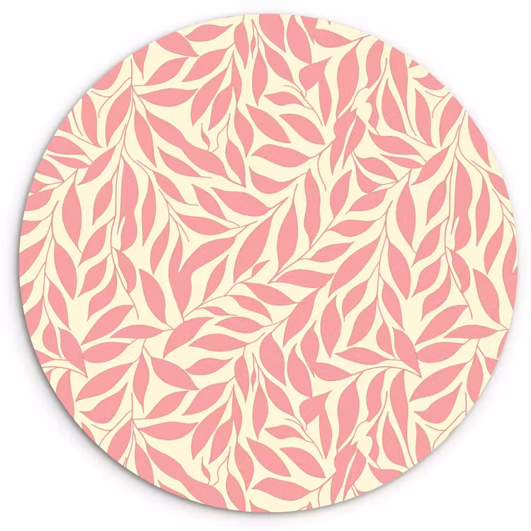 Muurcirkel glas - Roze - Bladeren - Dynamisch - Patroon — 1