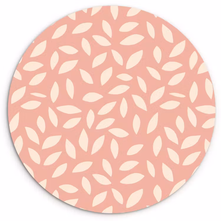 Muurcirkel glas - Roze - Bladeren - Speels - Patroon — 1