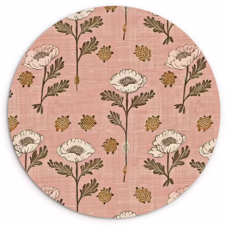 Muurcirkel glas - Roze - Bloemen - Vintage - Textuur — 1