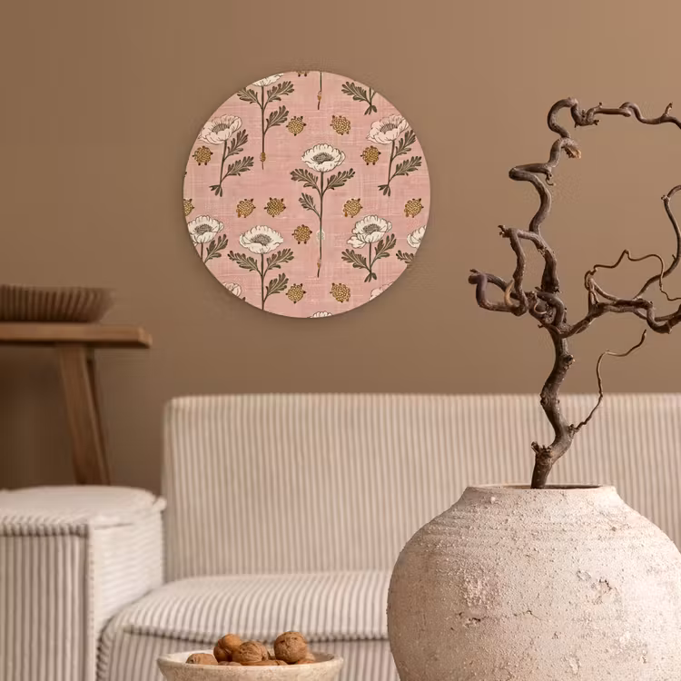 Muurcirkel glas - Roze - Bloemen - Vintage - Textuur — 2