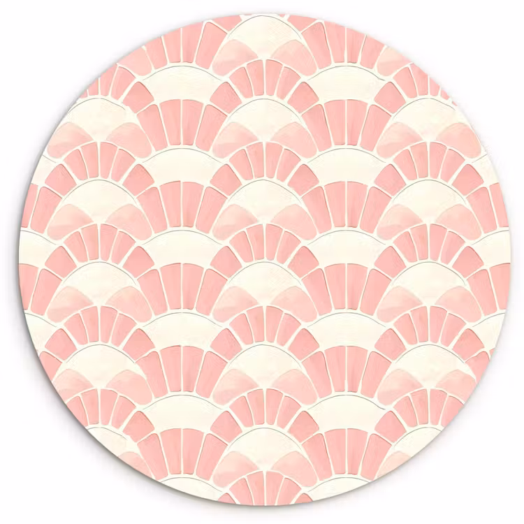 Muurcirkel glas - Roze - Waaiers - Mozaïek - Patroon — 1
