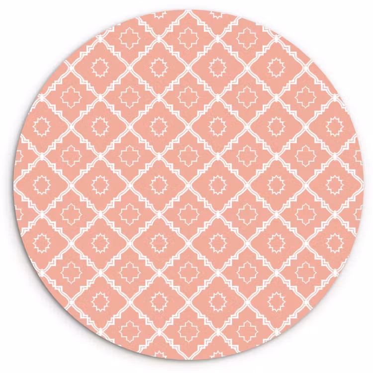 Muurcirkel glas - Zalmroze - Geometrisch - Elegant - Patroon — 1