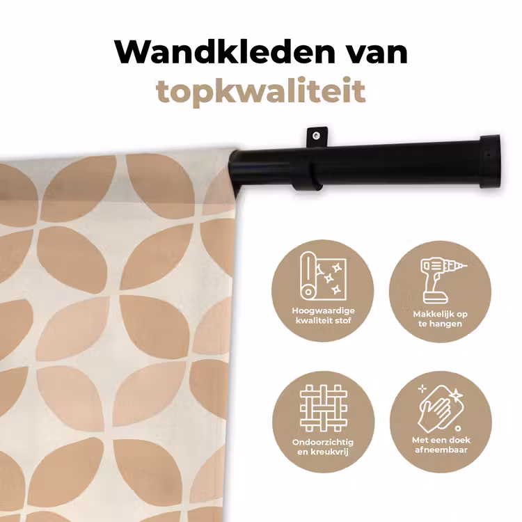 Wandkleed - Beige - Bladeren - Minimalistisch - Patroon — 3