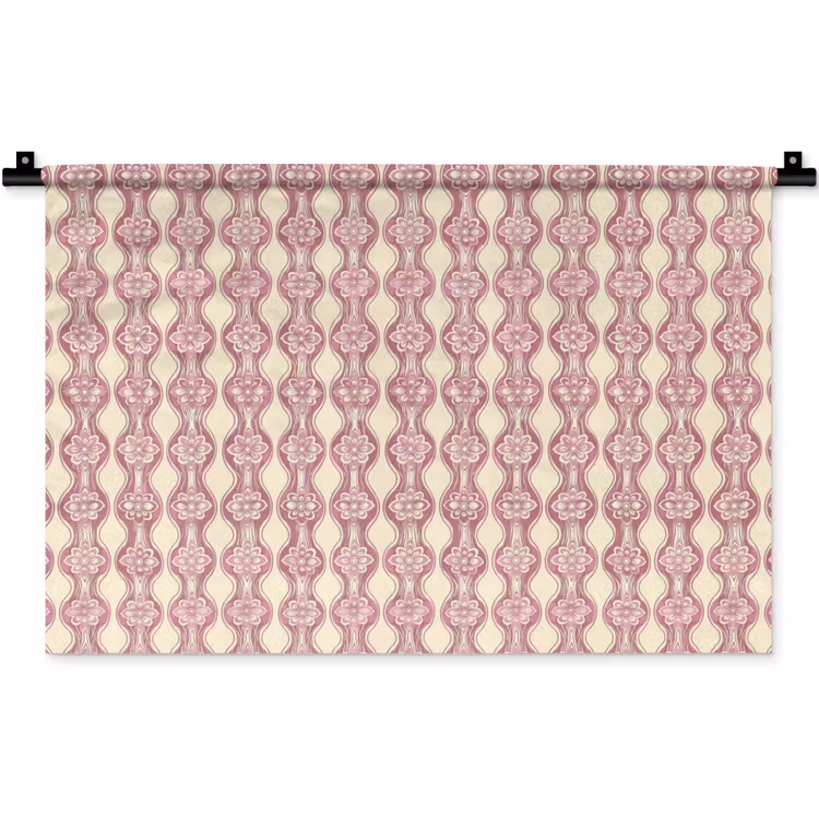 Wandkleed - Paarsroze - Bloemen - Retro - Patroon — 1