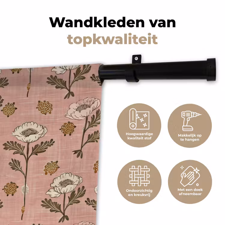 Wandkleed - Roze - Bloemen - Vintage - Textuur — 3