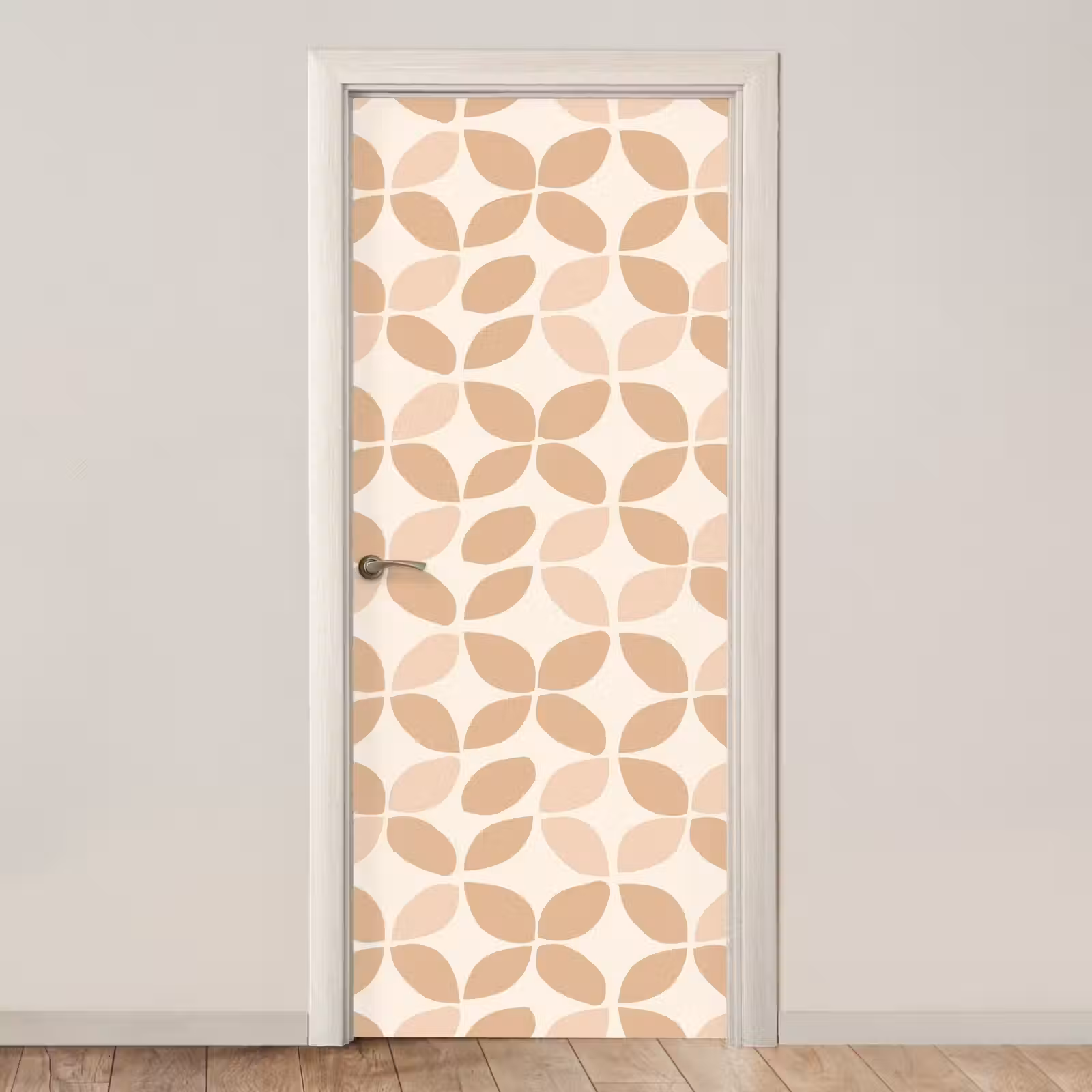 Deursticker - Beige - Bladeren - Minimalistisch - Patroon — 1