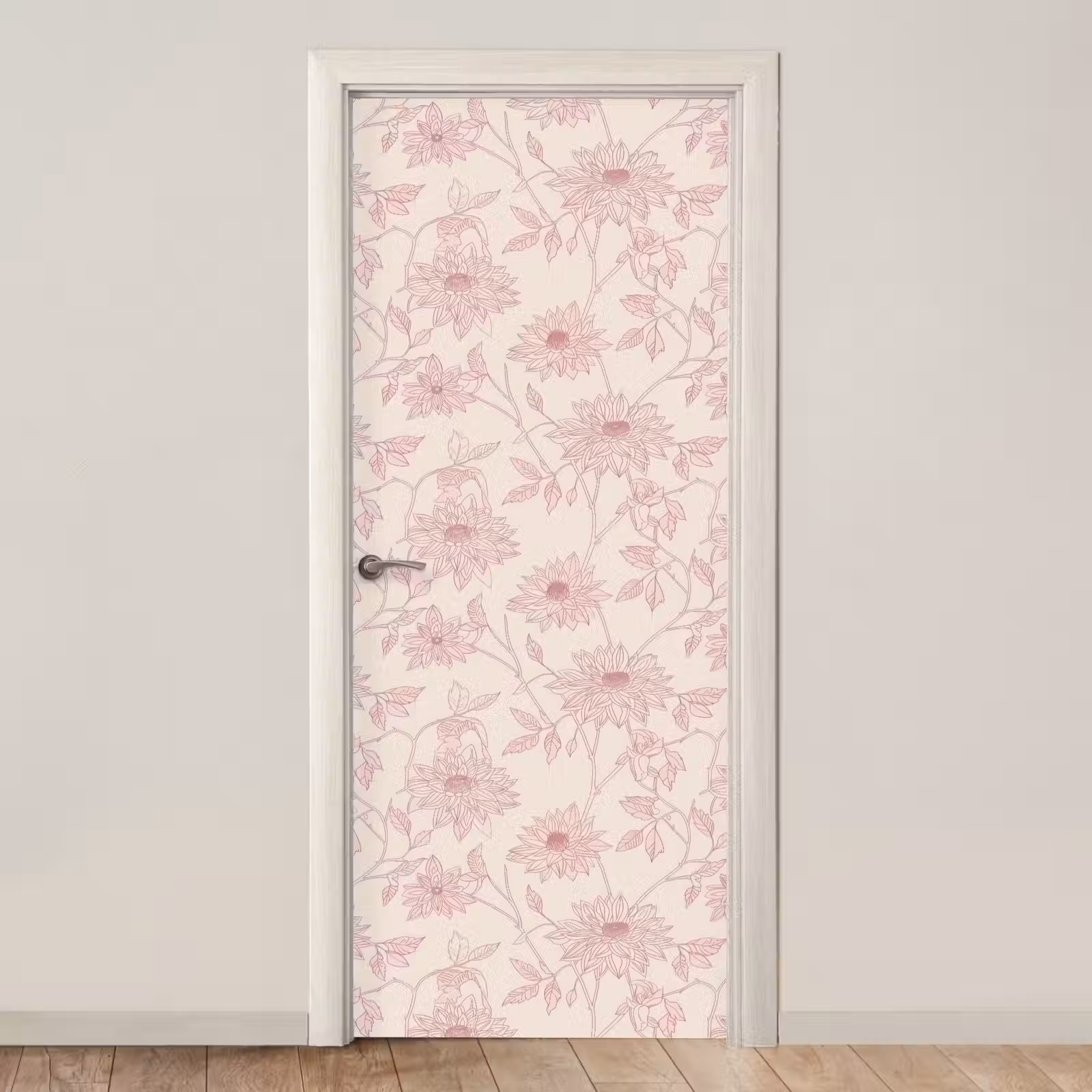Deursticker - Oudroze - Dahlia's - Lijntekening - Patroon — 1