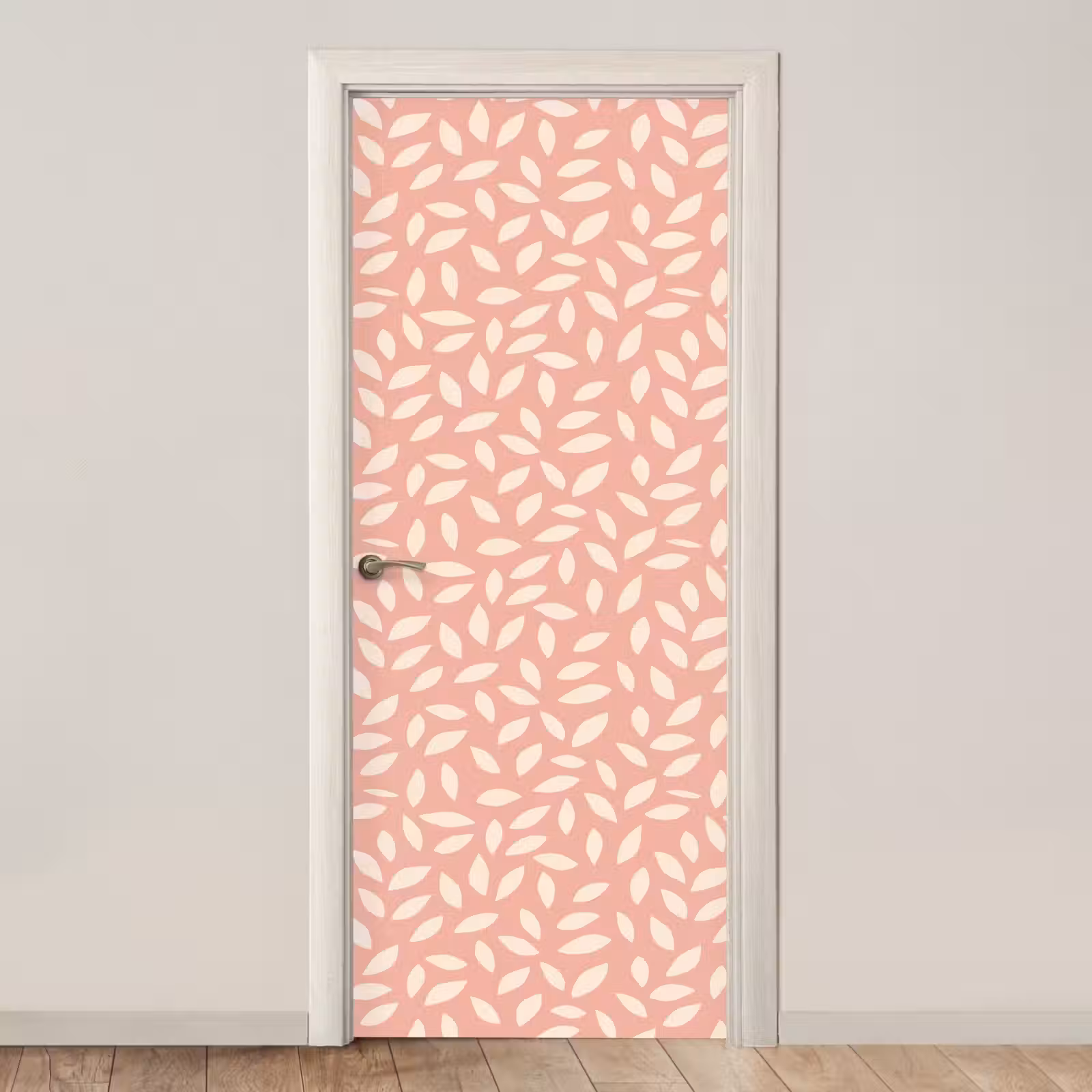 Deursticker - Roze - Bladeren - Speels - Patroon — 1