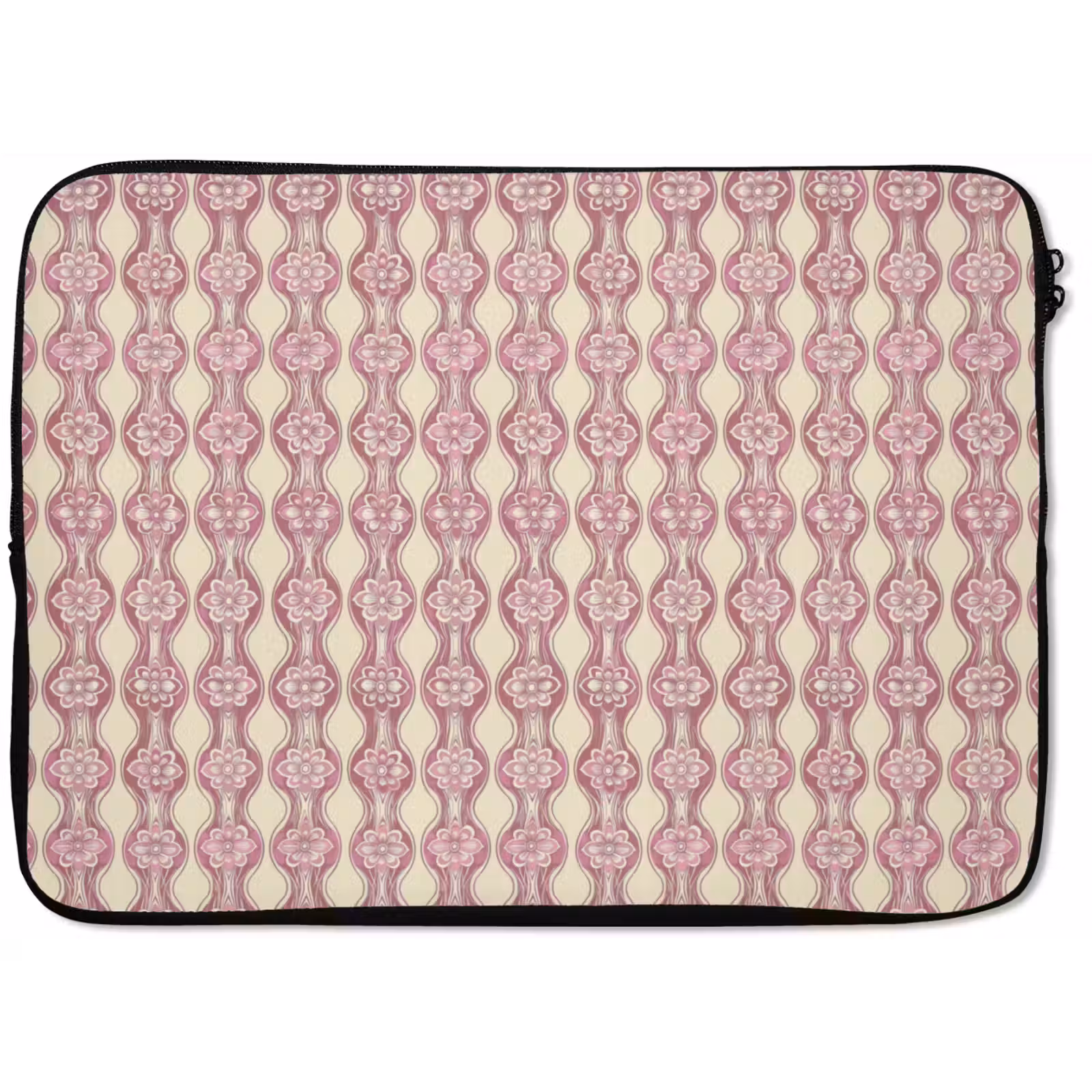 Laptophoes Paarsroze - Bloemen - Retro - Patroon — 1