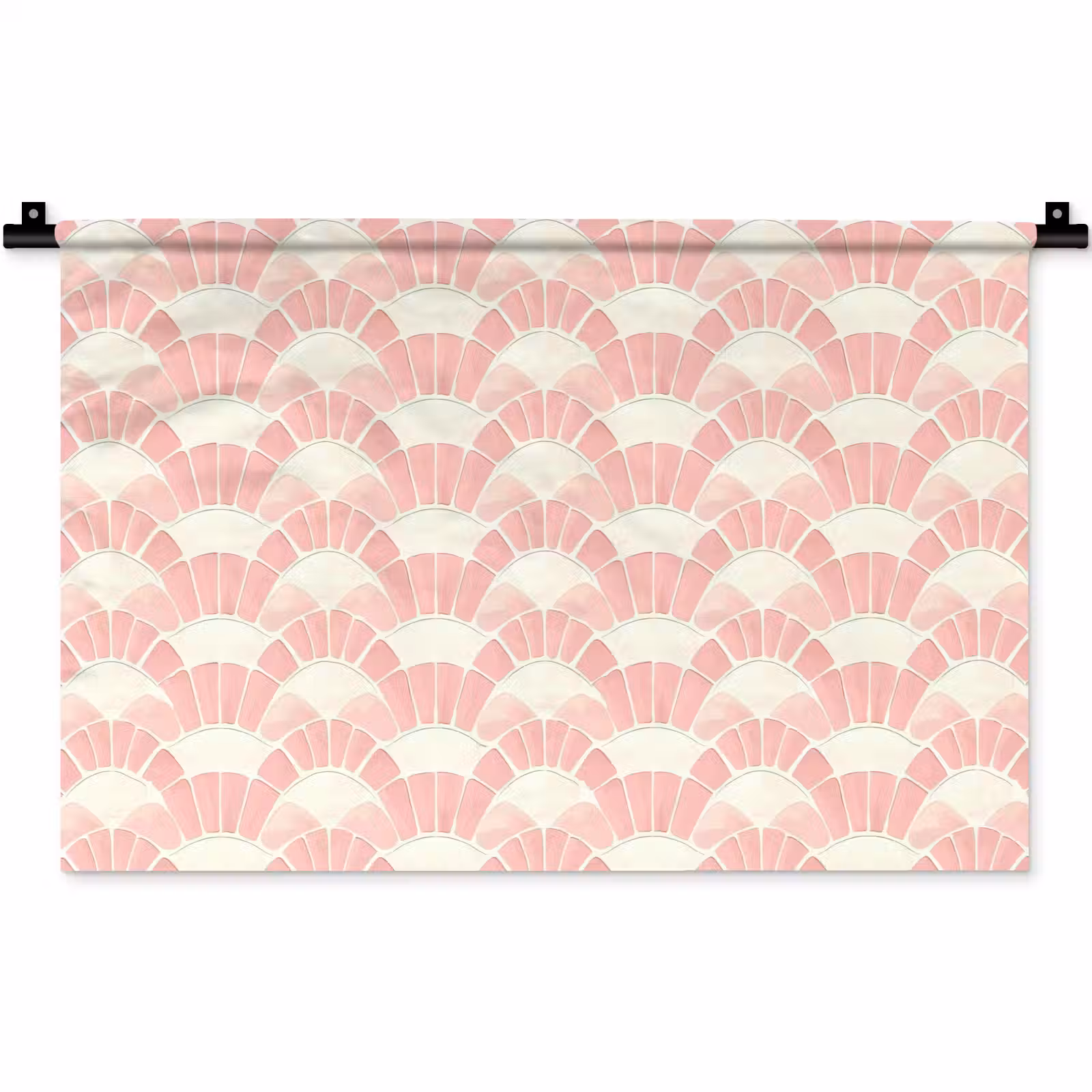 Wandkleed - Roze - Waaiers - Mozaïek - Patroon — 1