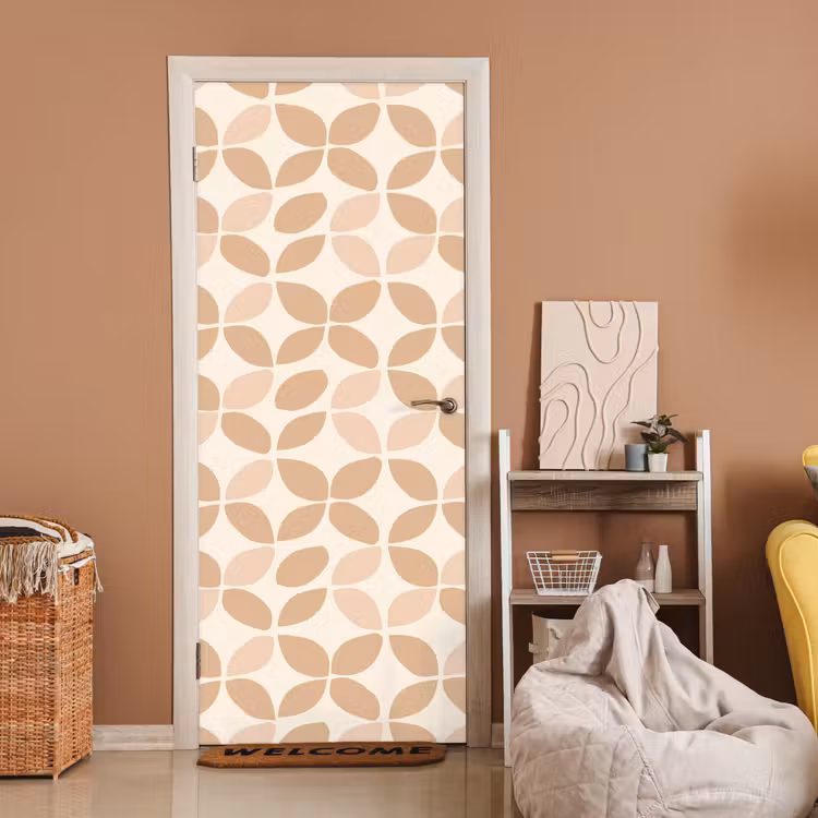 Deursticker - Beige - Bladeren - Minimalistisch - Patroon — 2