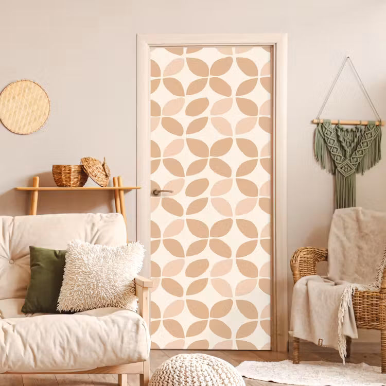 Deursticker - Beige - Bladeren - Minimalistisch - Patroon — 4