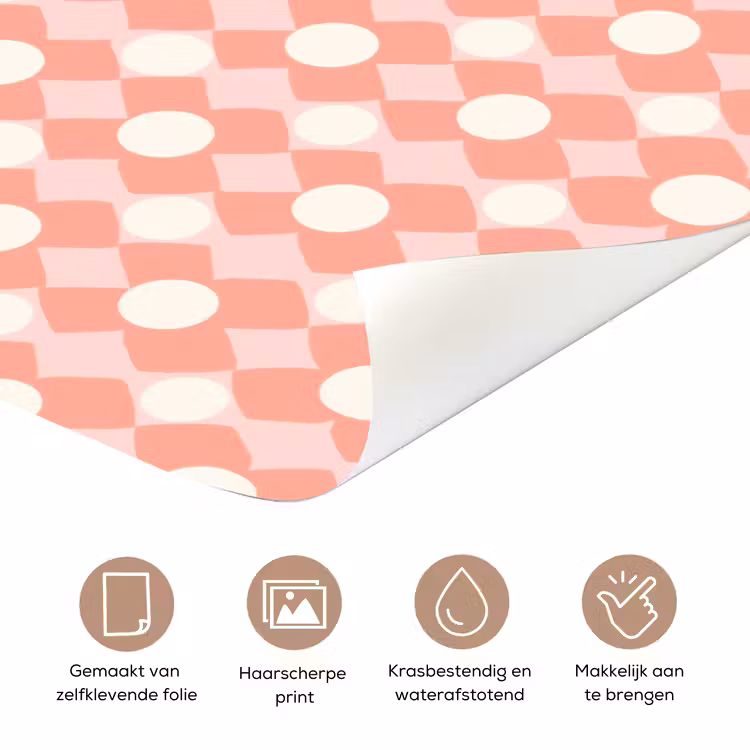 Deursticker - Koraal - Retro - Geometrisch - Patroon — 3