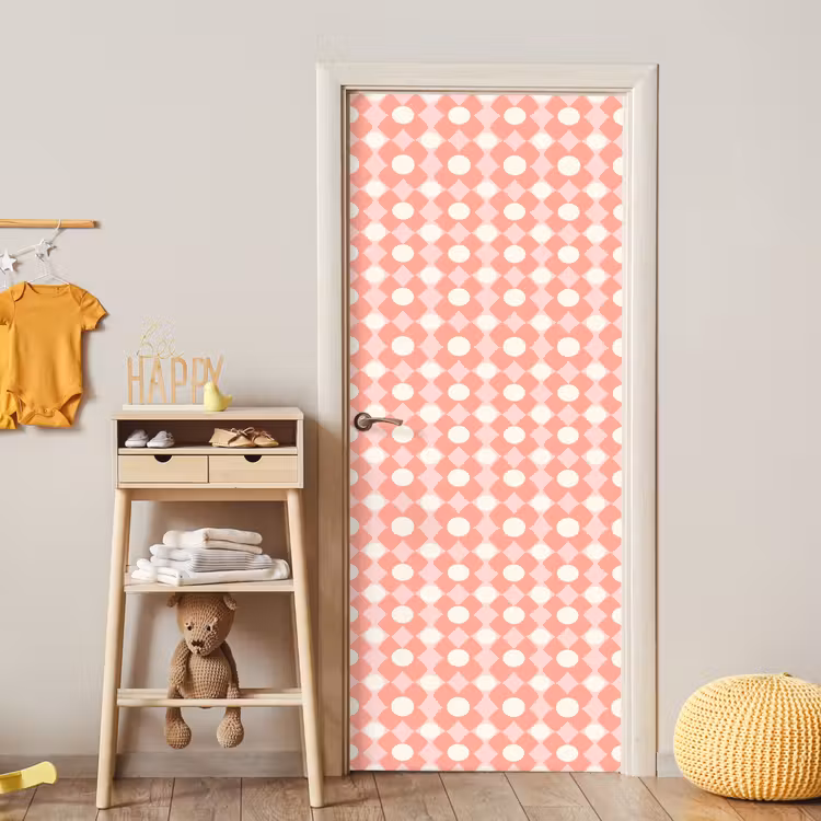 Deursticker - Koraal - Retro - Geometrisch - Patroon — 6