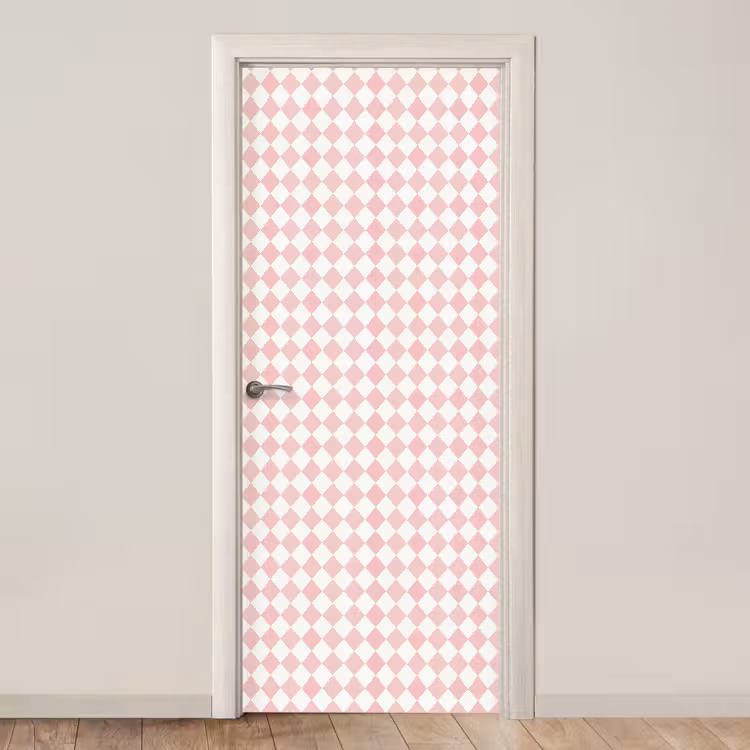 Deursticker - Lichtroze - Ruiten - Geometrisch - Patroon — 1
