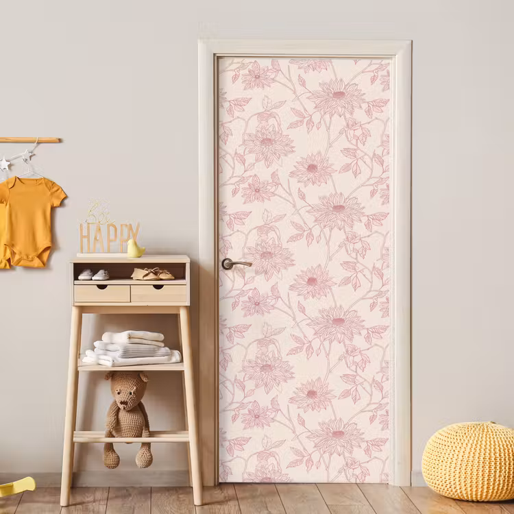 Deursticker - Oudroze - Dahlia's - Lijntekening - Patroon — 6
