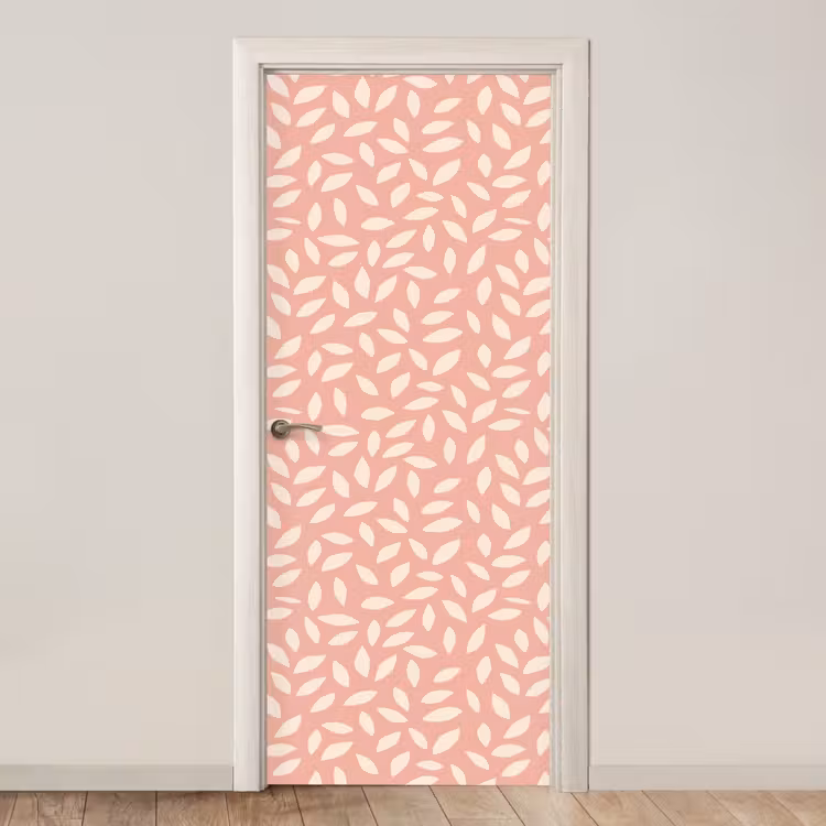 Deursticker - Roze - Bladeren - Speels - Patroon — 1