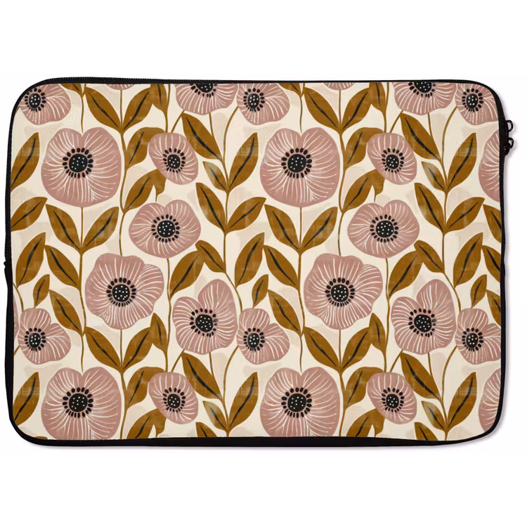 Laptophoes Dustyroze - Bloemen - Grafisch - Patroon — 1
