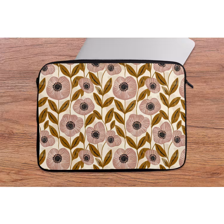 Laptophoes Dustyroze - Bloemen - Grafisch - Patroon — 2