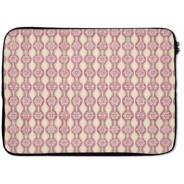 Laptophoes Paarsroze - Bloemen - Retro - Patroon — 1