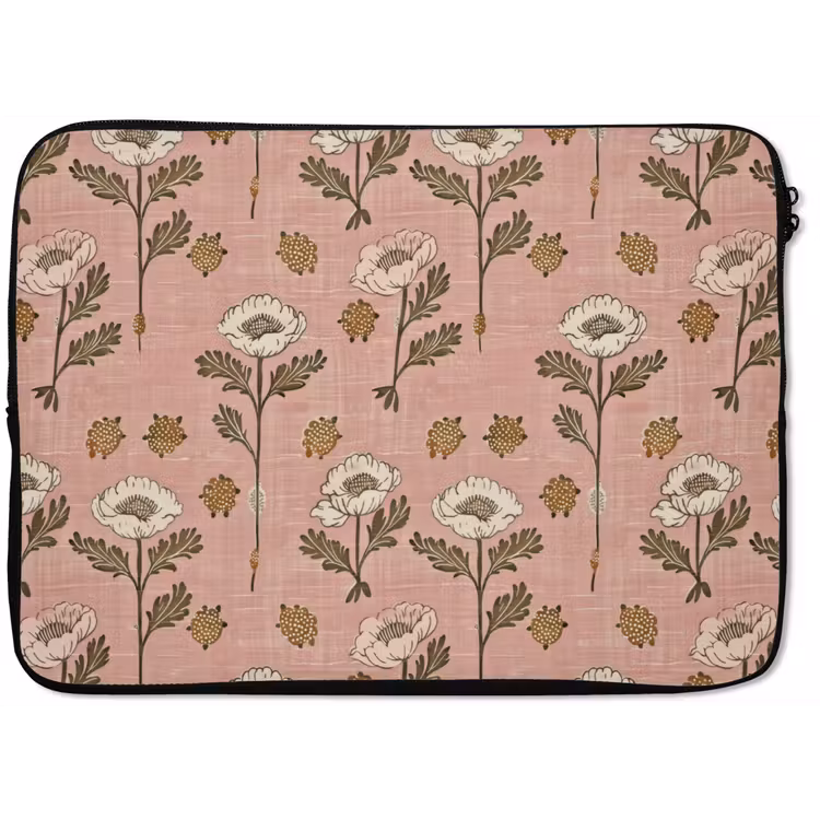 Laptophoes Roze - Bloemen - Vintage - Textuur — 1