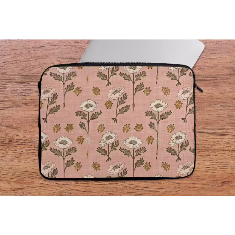 Laptophoes Roze - Bloemen - Vintage - Textuur — 2