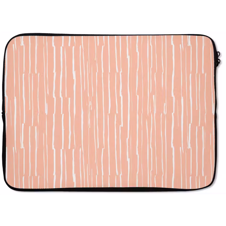 Laptophoes Zalmroze - Strepen - Handgetekend - Patroon — 1