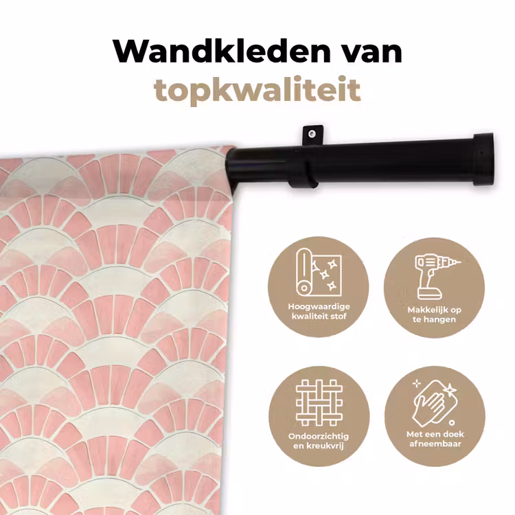 Wandkleed - Roze - Waaiers - Mozaïek - Patroon — 3