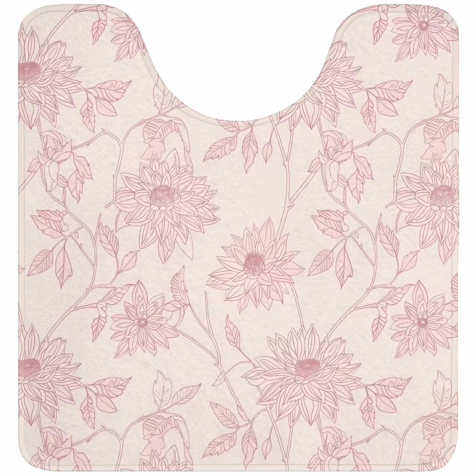 WC Mat - Oudroze - Dahlia's - Lijntekening - Patroon — 1