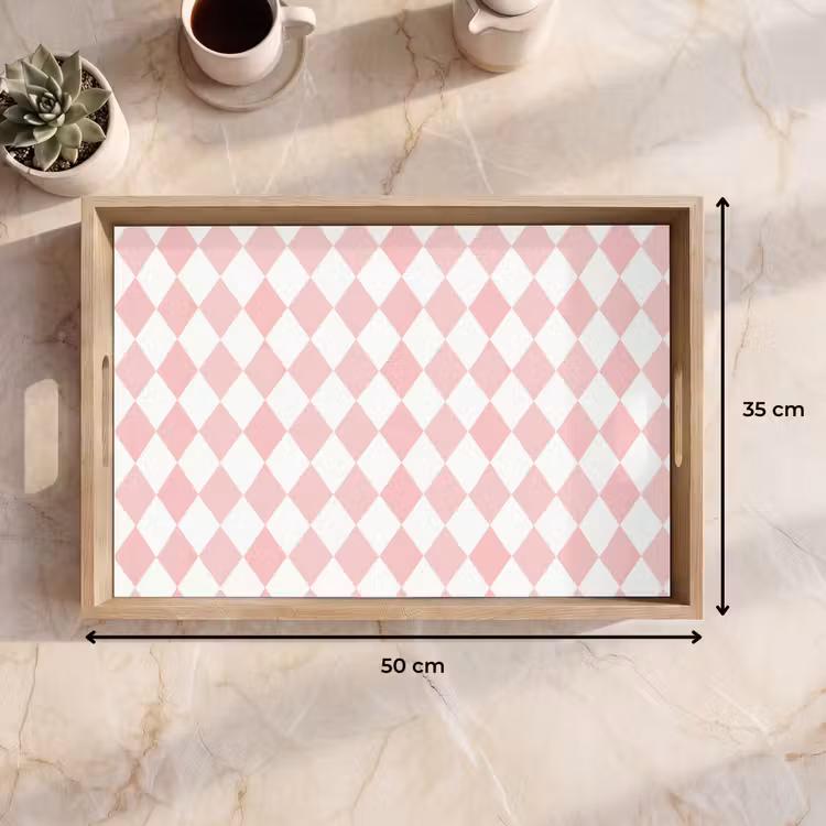 Dienblad - Lichtroze - Ruiten - Geometrisch - Patroon — 9