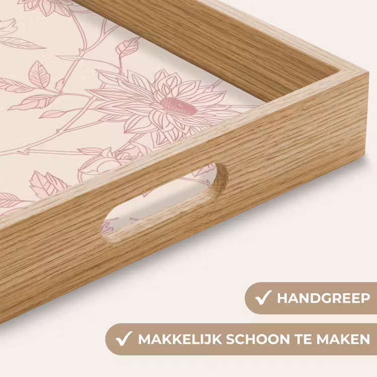 Dienblad - Oudroze - Dahlia's - Lijntekening - Patroon — 5