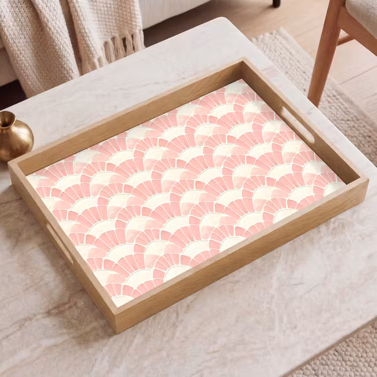 Dienblad - Roze - Waaiers - Mozaïek - Patroon — 2