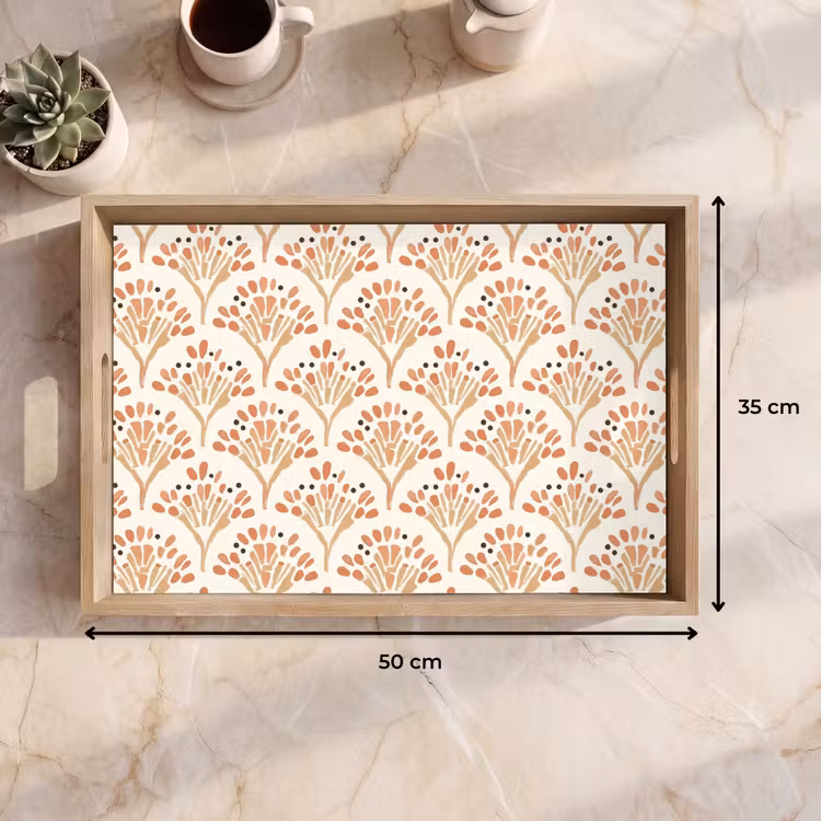 Dienblad - Terracotta - Waaiers - Schilderachtig - Patroon — 9