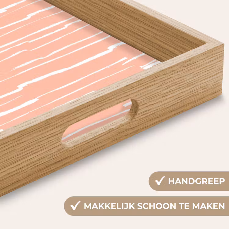 Dienblad - Zalmroze - Strepen - Handgetekend - Patroon — 5