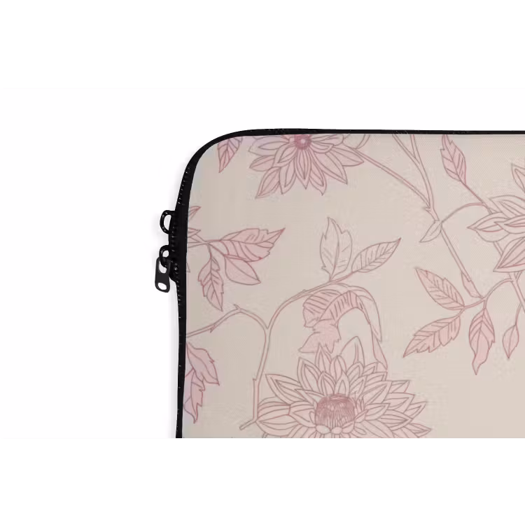 Laptophoes Oudroze - Dahlia's - Lijntekening - Patroon — 5