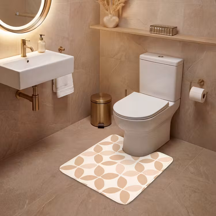 WC Mat - Beige - Bladeren - Minimalistisch - Patroon — 3