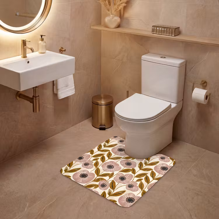 WC Mat - Dustyroze - Bloemen - Grafisch - Patroon — 3