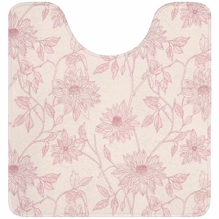 WC Mat - Oudroze - Dahlia's - Lijntekening - Patroon — 1