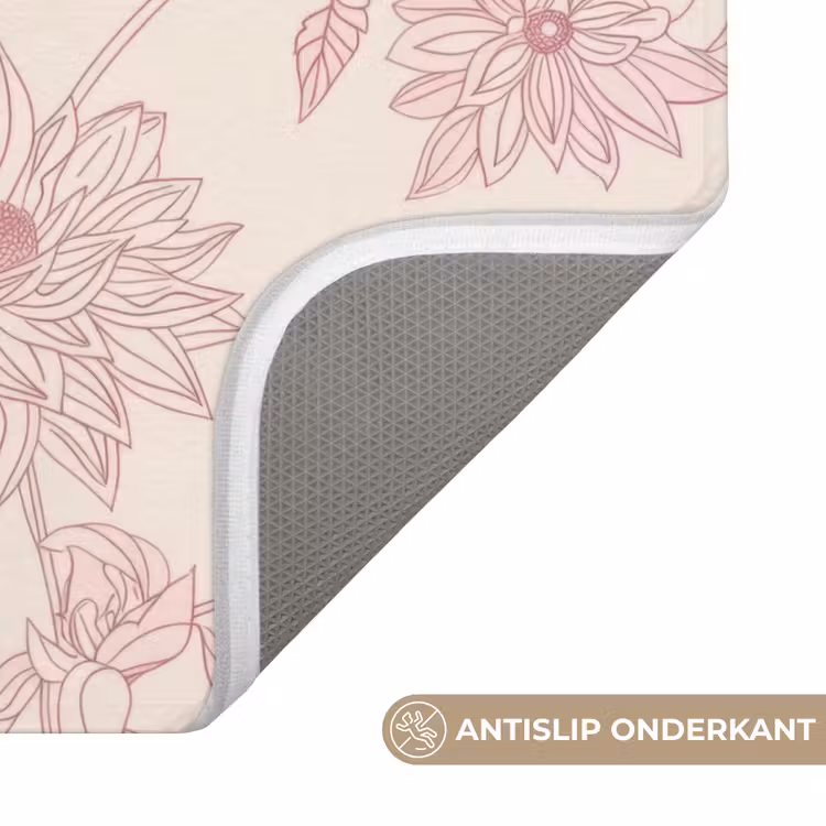 WC Mat - Oudroze - Dahlia's - Lijntekening - Patroon — 4