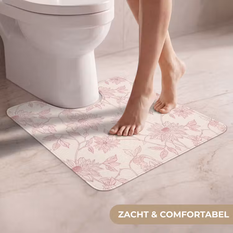 WC Mat - Oudroze - Dahlia's - Lijntekening - Patroon — 5
