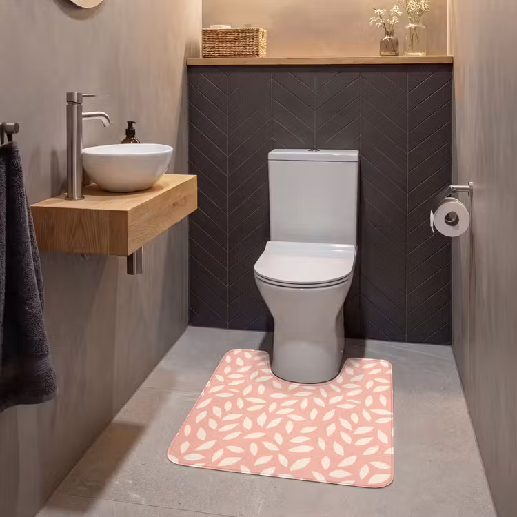 WC Mat - Roze - Bladeren - Speels - Patroon — 2