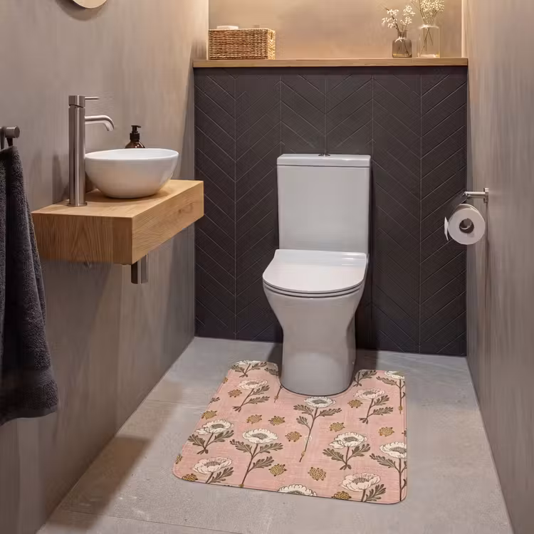 WC Mat - Roze - Bloemen - Vintage - Textuur — 2