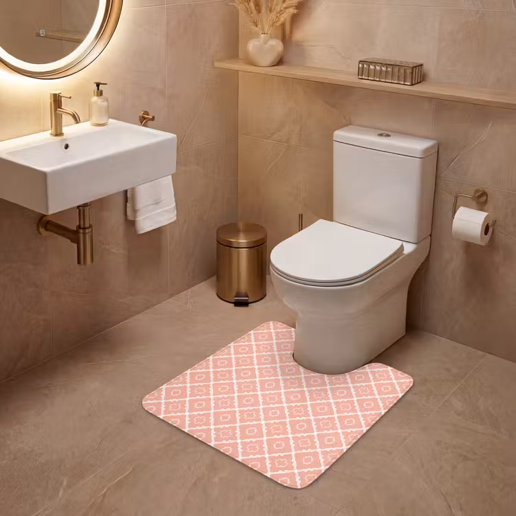 WC Mat - Zalmroze - Geometrisch - Elegant - Patroon — 3