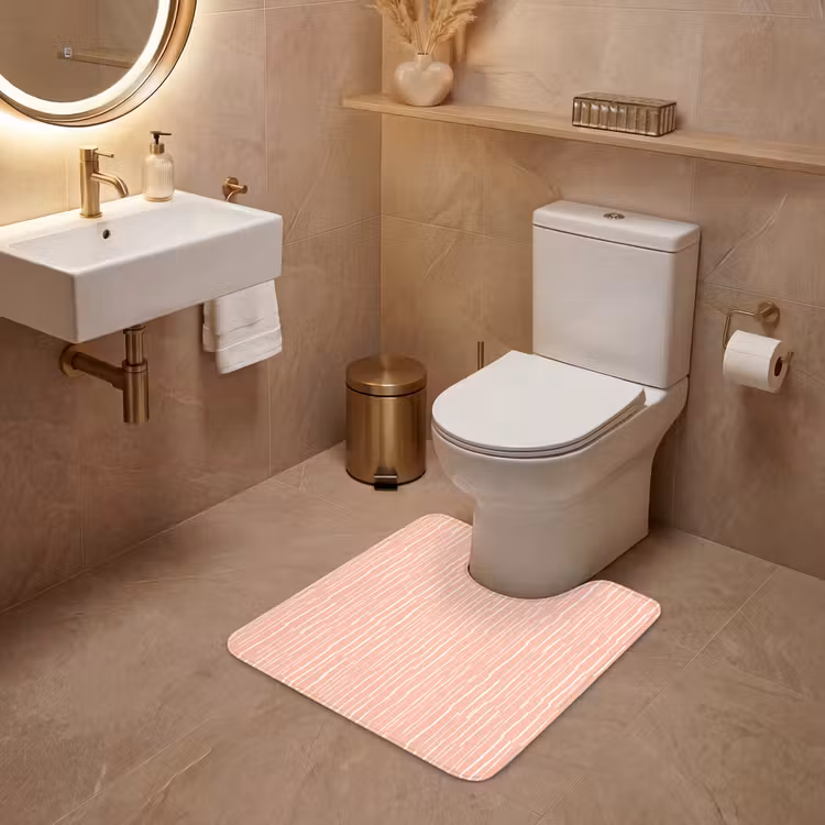 WC Mat - Zalmroze - Strepen - Handgetekend - Patroon — 3