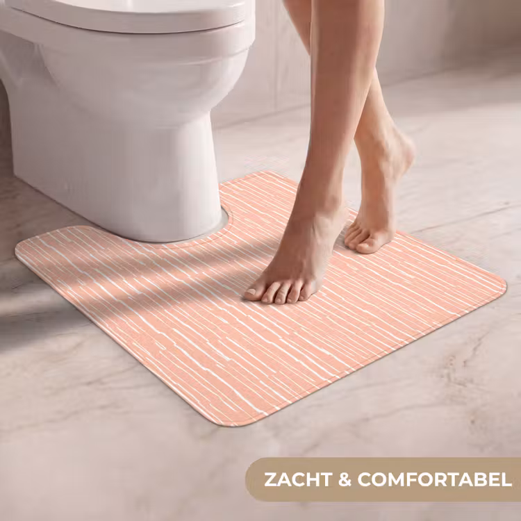 WC Mat - Zalmroze - Strepen - Handgetekend - Patroon — 5