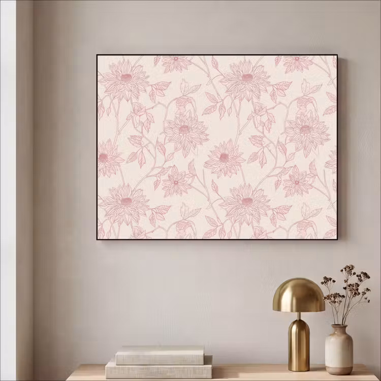 Art frame - Oudroze - Dahlia's - Lijntekening - Patroon — 5