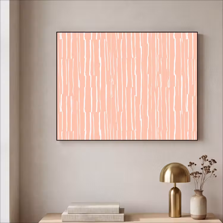 Art frame - Zalmroze - Strepen - Handgetekend - Patroon — 5