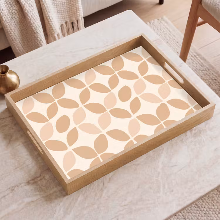 Dienblad - Beige - Bladeren - Minimalistisch - Patroon — 2